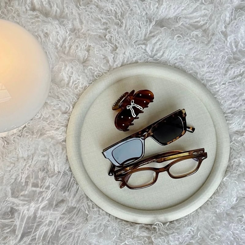 PUレザー ラウンド オーバル シンプル アクセサリー トレイ 全2種