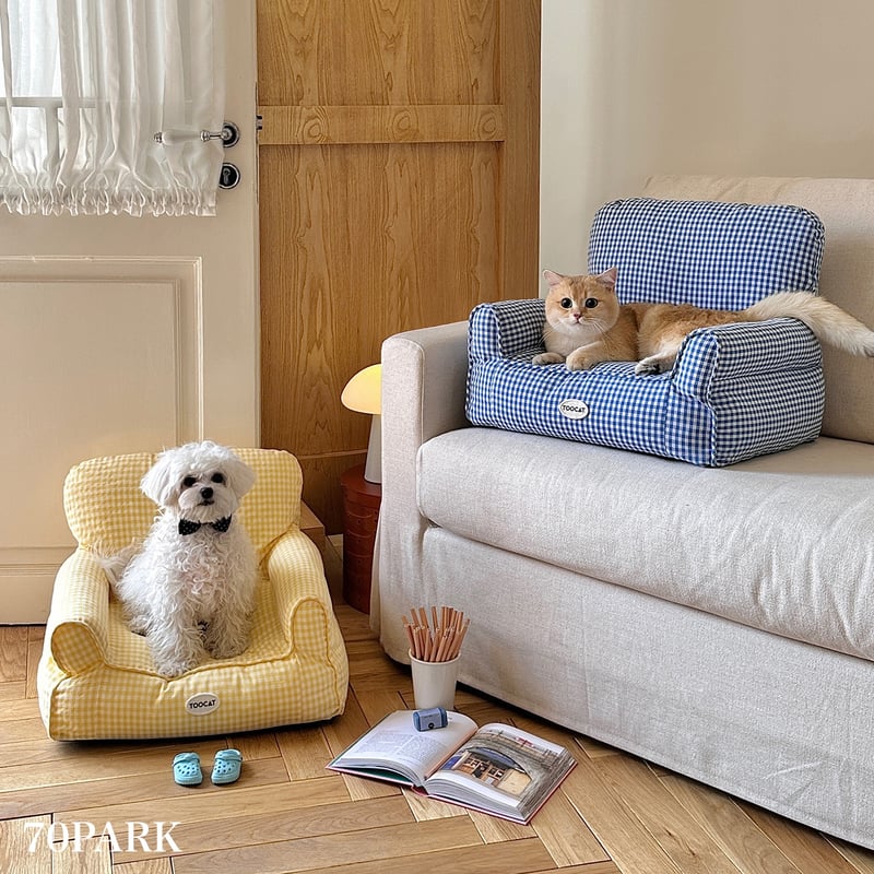 チェック柄 小型 ペットソファ 全2色 犬 猫 ペットベッド ペット用品
