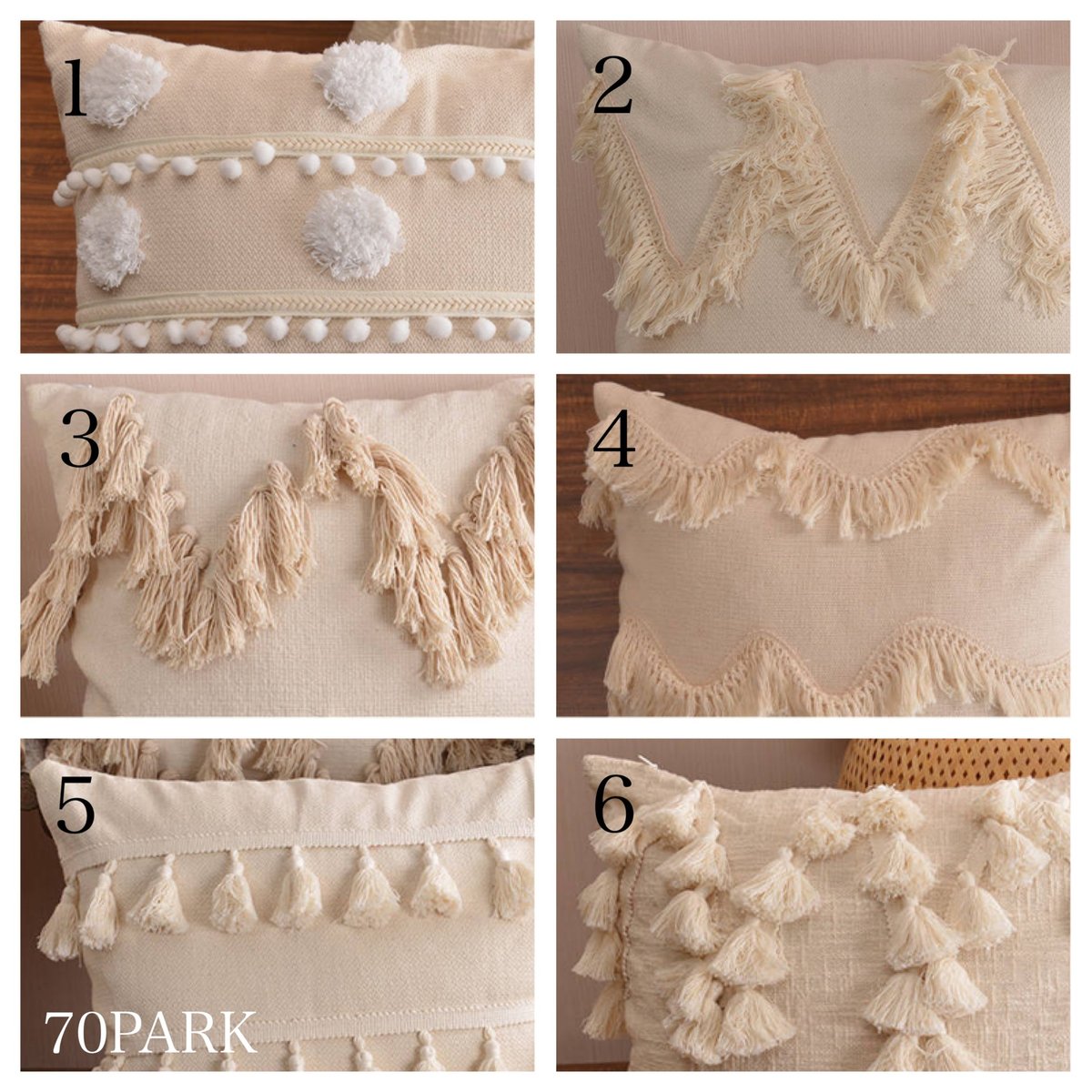 即納】#タッセル付き ボヘミアン テイスト クッションカバー 全6タイプ