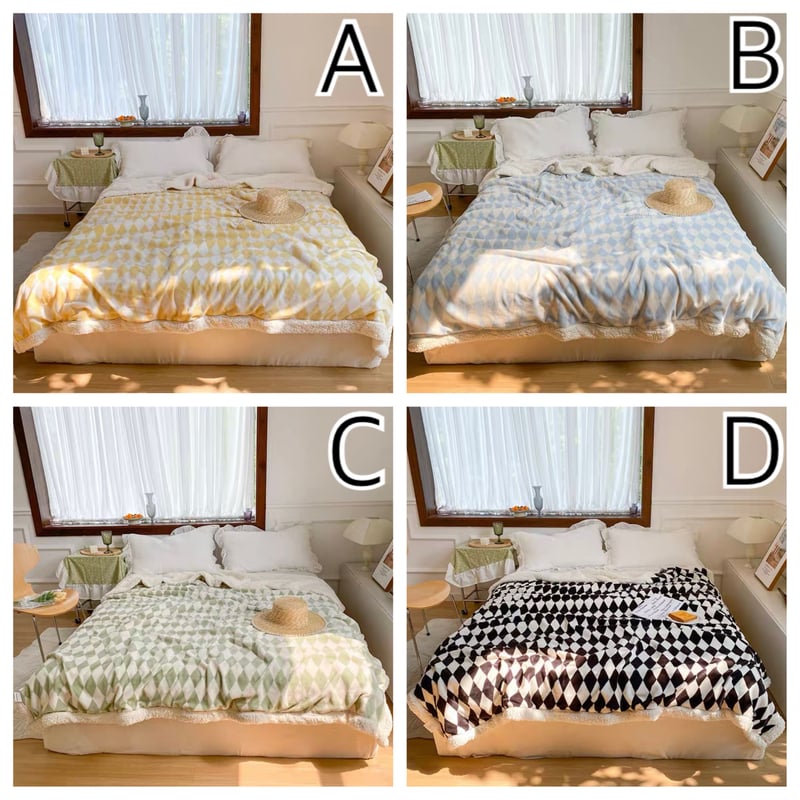 チェッカーボード柄 フリース ブランケット 全4色 毛布 | 70PARK