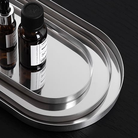 #ステンレス シルバー オーバル型 シンプル アクセサリー トレイ 全3サイズ 収納