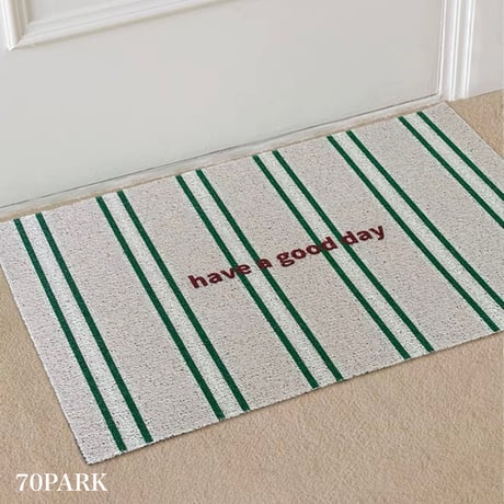 #ストライプ柄 メッセージ 玄関 マット 全4色 50×80 泥落とし