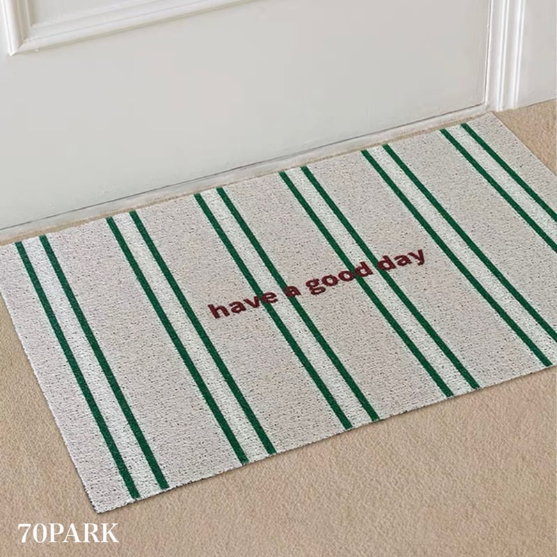 ストライプ柄 メッセージ 玄関 マット 全4色 50×80 泥落とし | 70PARK