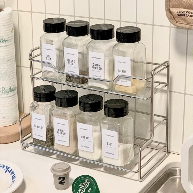 ステンレス 二段 シンプル 収納ラック シルバー スパイスラック | 70PARK