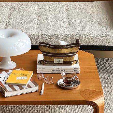 #ミックス ボーダー ニット ティッシュケース 全2色 ティッシュカバー 吊り下げ ストライプ