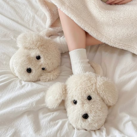 #ほわほわ パピー ルームシューズ 全2色 3サイズ 室内 スリッパ 履くぬいぐるみ 犬