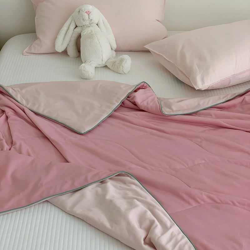 パイピング 冷感 夏掛け布団 カラフル ブランケット 全6色 単品 2