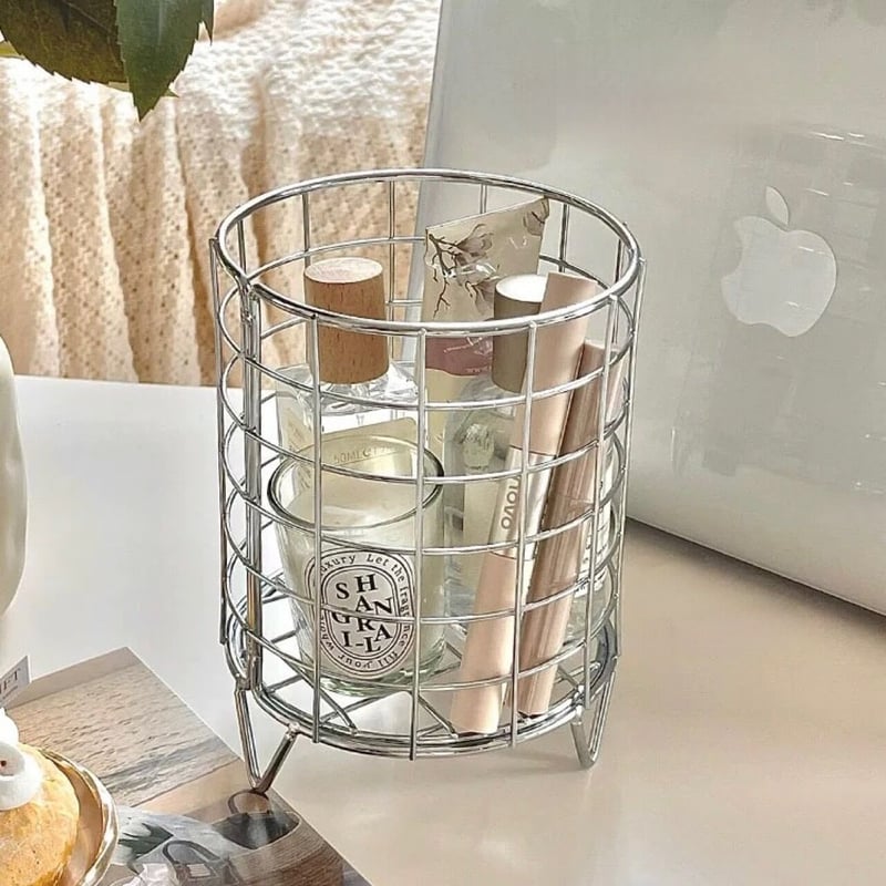 印籠 カバー付き 根付 薬入れ 小物入れ 脚付き ワイヤー 収納 バスケット シルバー カゴ 小物入れ | 70PARK