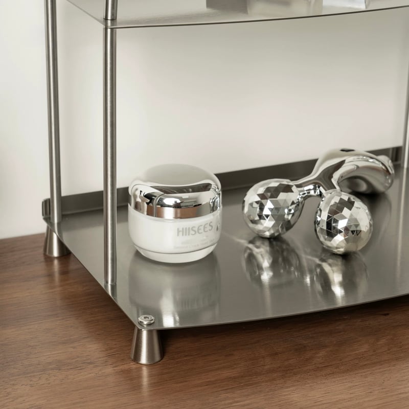 ステンレス シルバー 収納 二段 ディスプレイ ラック コスメ収納