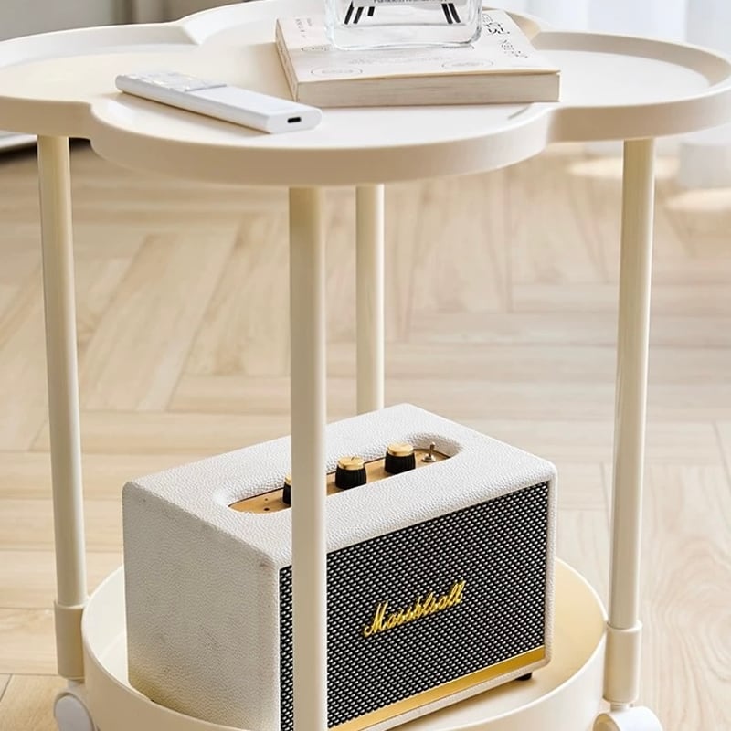 キャスター付き クローバー型 二段 サイドテーブル 全2色 ワゴン | 70PARK