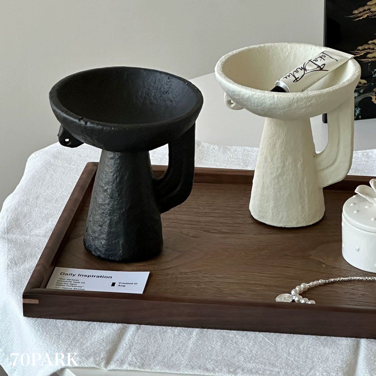 セラミック カップ スタンド アクセサリー トレイ 全2色 アロマ 小物