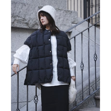 【即納】#サイドスリット 中綿 パフ ポンチョ 全2色 ジャケット