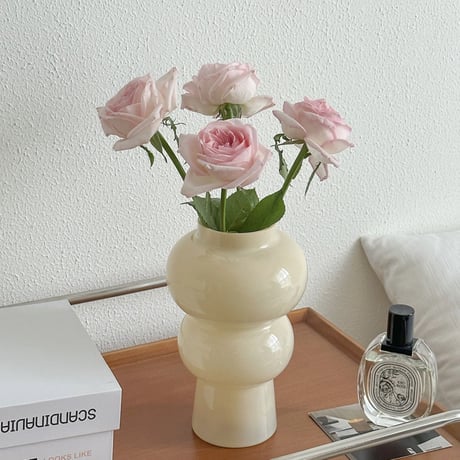 #ミルクカラー ガラス フラワーベース 全2種 花瓶