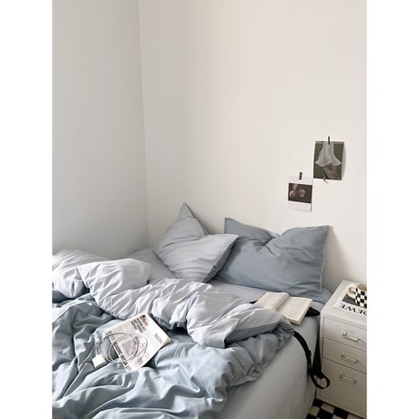 #ブルー系 ツートーン 無地 布団カバーセット 全2色 ベッドカバー
