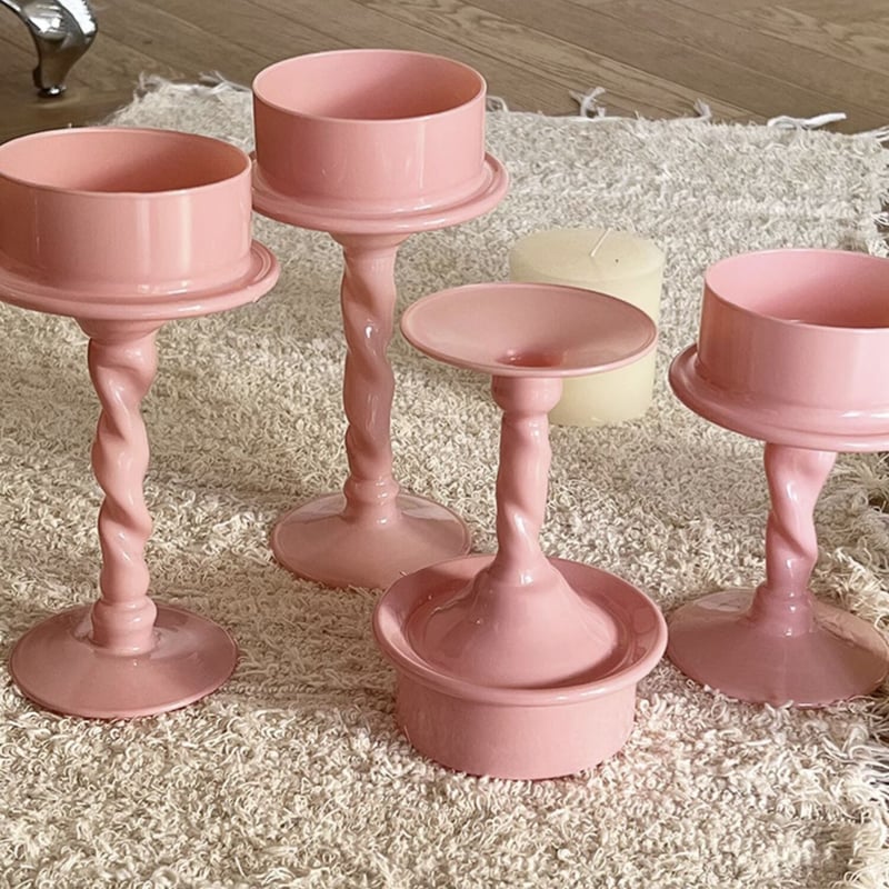 新品 ヴィラリ 希少 キャンドルホルダー キャンドル ピンク リボン ★ GOODWILLガラスキャンドルホルダーELEGANTピンク10cm ～ サラ