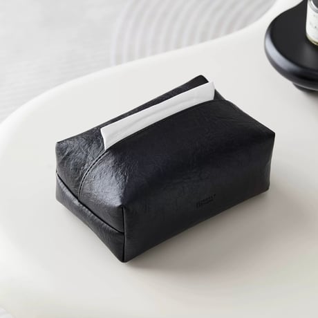 #フェイクレザー シンプル ティッシュケース 全2色