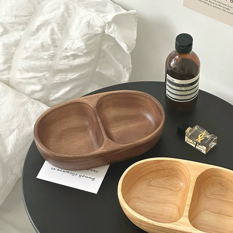 アカシア ウッド ダブル 仕切り アクセサリー トレイ 全2色 小物置き