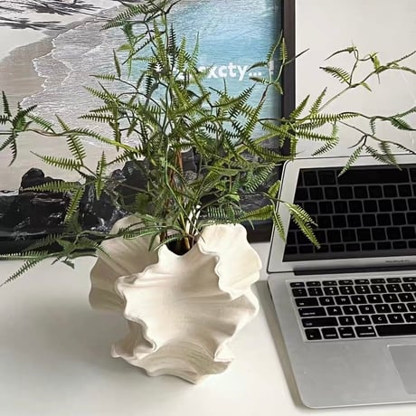 #不規則 ウエーブ セラミック フラワーベース 全2色 花瓶 オブジェ