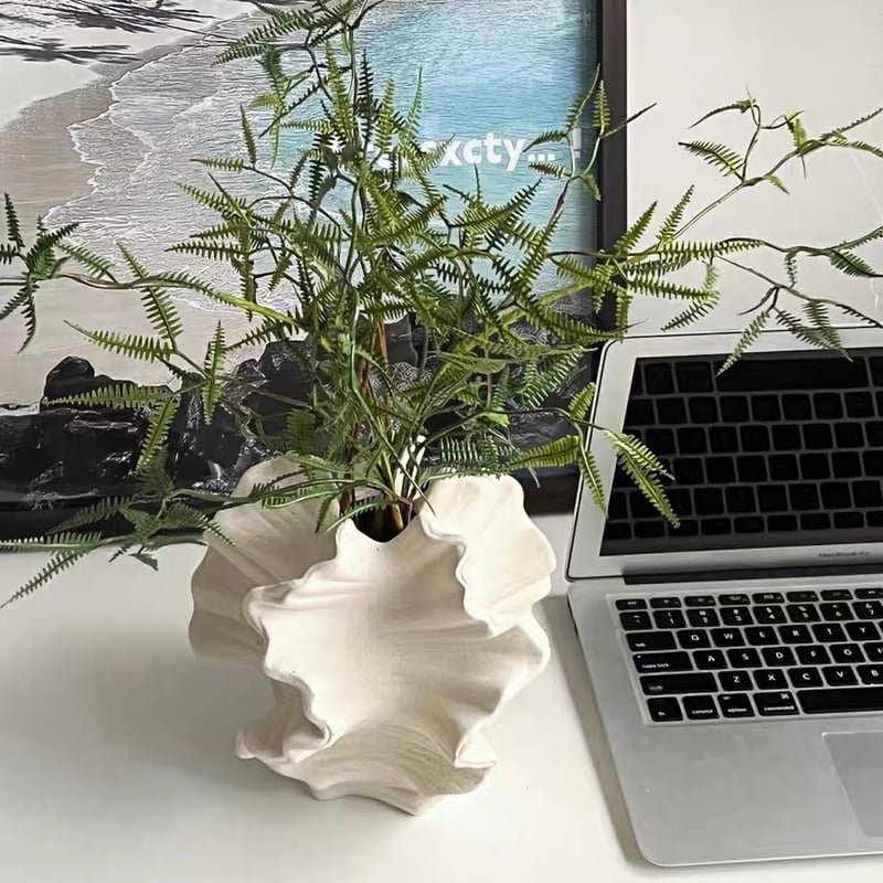 不規則 ウエーブ セラミック フラワーベース 全2色 花瓶 オブジェ | 70PARK