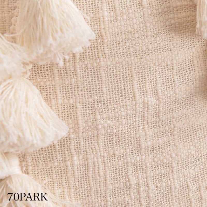 タッセル ひし形 クッションカバー ボヘミアンスタイル  インテリア　アイボリー タッセル ひし形 クッションカバー ボヘミアンスタイル