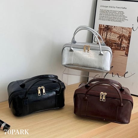 #ボストン フェイクレザー コスメ 収納 ポーチ 全3色 トラベルポーチ バッグ