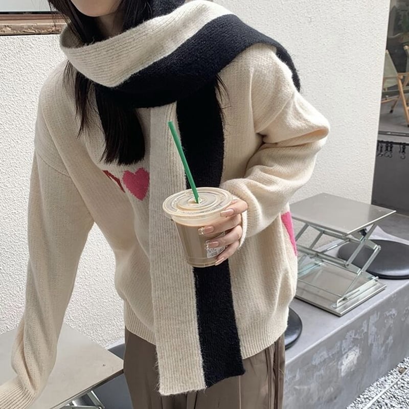 即納】#バイカラー ニット フード マフラー 全4色 バラクラバ 即納】#バイカラー ニット フード マフラー 全4色 バラクラバ