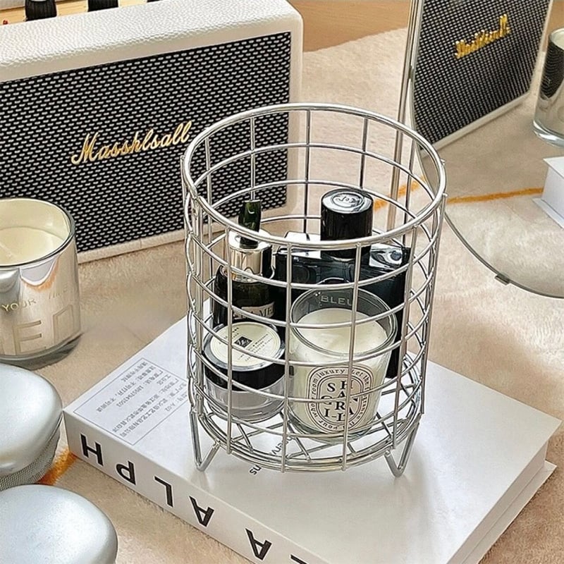 ワイヤーバスケット シルバー 収納用4個 脚付き ワイヤー 収納 バスケット シルバー カゴ 小物入れ | 70PARK