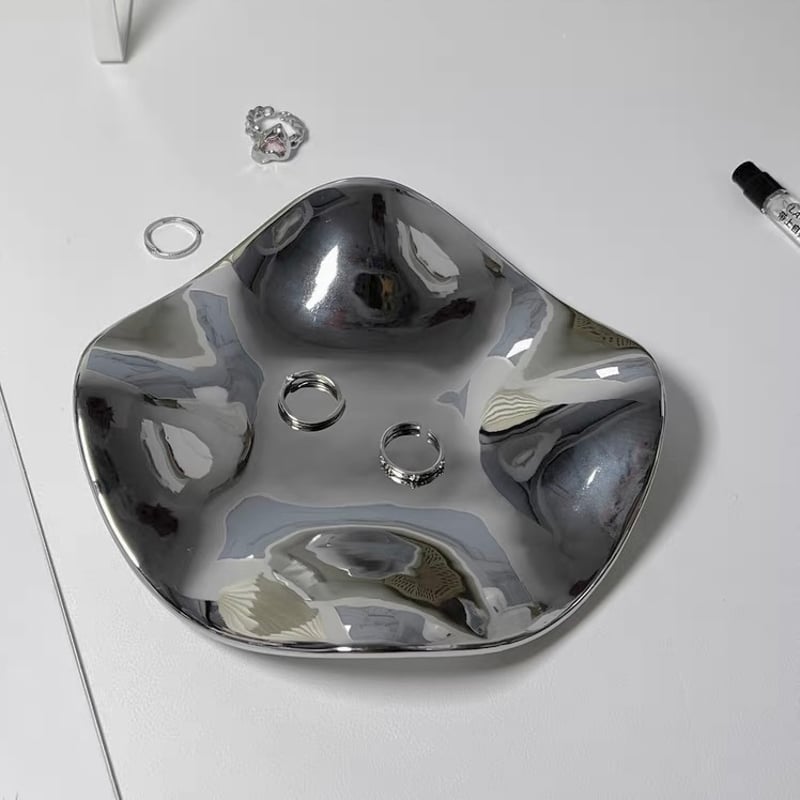 ニュアンス 不規則 ウエーブ ミラー トレイ シルバー | 70PARK