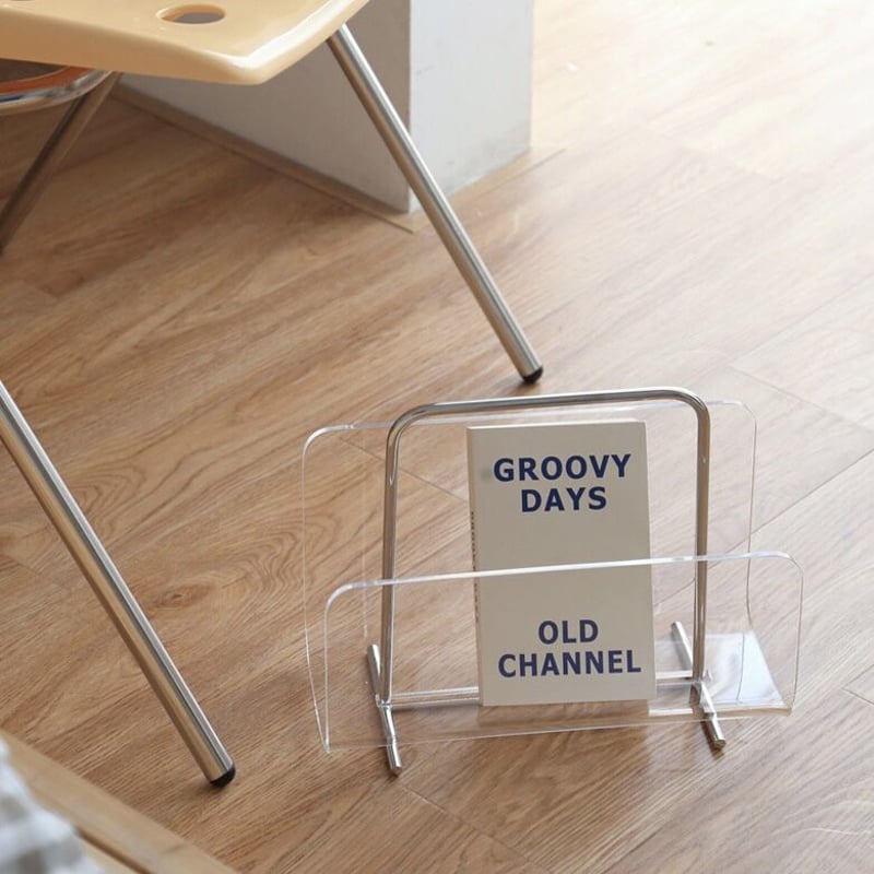 アクリル製？ マガジンラック ブルー 透明 ブックスタンド アクリル製？ マガジンラック ブルー 透明 ブックスタンド