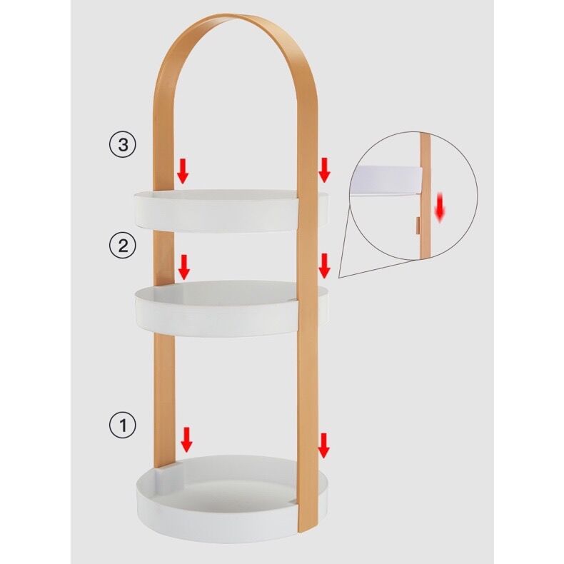 アーチ型ラック 3段 引き出し付き アーチフレーム 円型 三段 ラック 全3色 コスメ 収納 | 70PARK