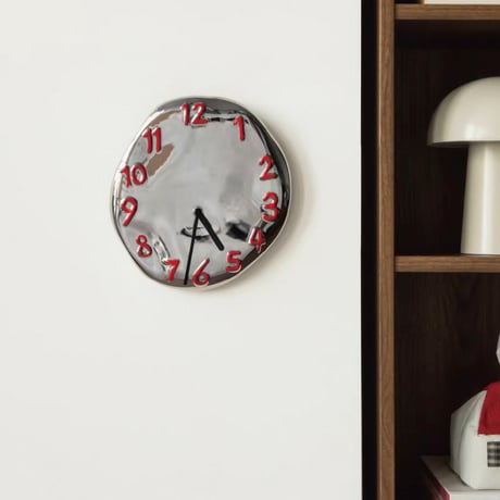 #シルバー セラミック 立体 文字盤 ラウンド クロック 全2色 壁掛け時計