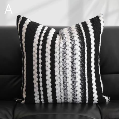#ブラック ミックス クッションカバー 全2種 45×45 モノトーン