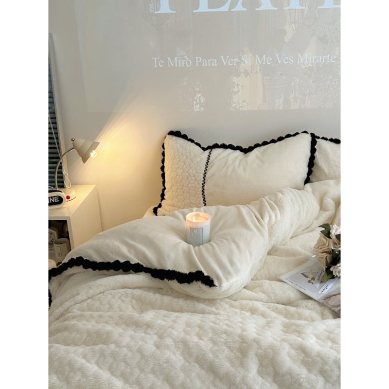 フェイクファー ハート エンボス 冬用 布団カバーセット 全2サイズ