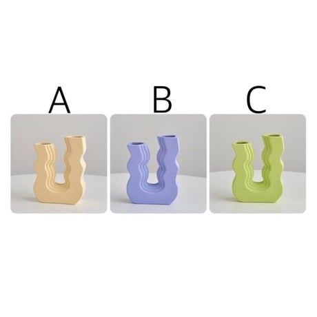 【即納】#うねうね ウエーブ U字型 セラミック フラワーベース 花瓶 全3色