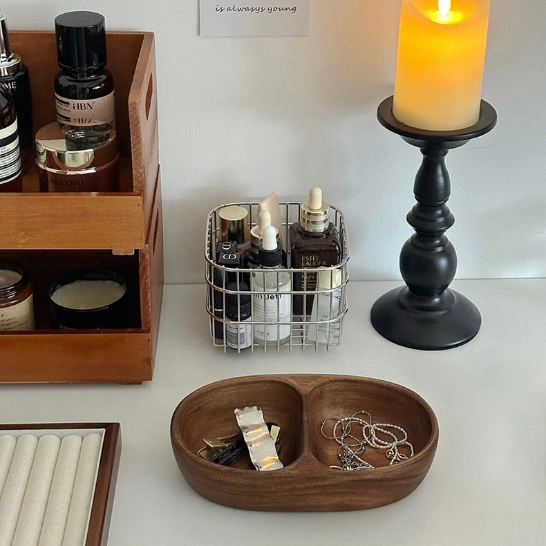 アカシア ウッド ダブル 仕切り アクセサリー トレイ 全2色 小物置き