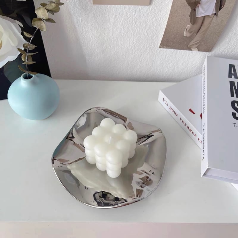 ニュアンス 不規則 ウエーブ ミラー トレイ シルバー | 70PARK