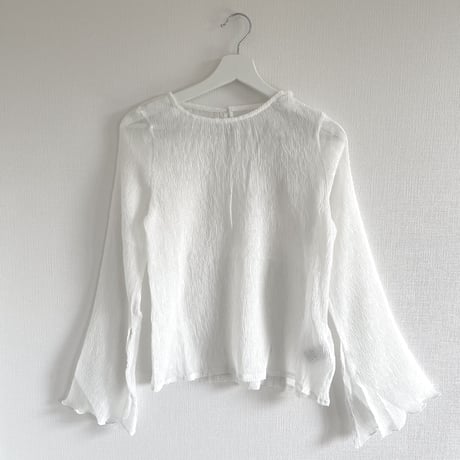 【即納】#スリット入り フレアスリーブ シアー トップス 全2色