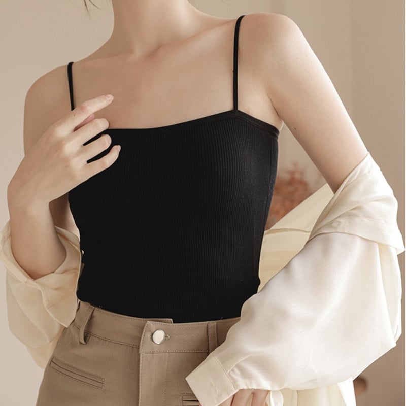 新品未開封☆Wellness スパゲッティストラップパット付きキャミソール 即納】#パッド入り スパゲッティ ストラップ キャミ 全4色 ブラ