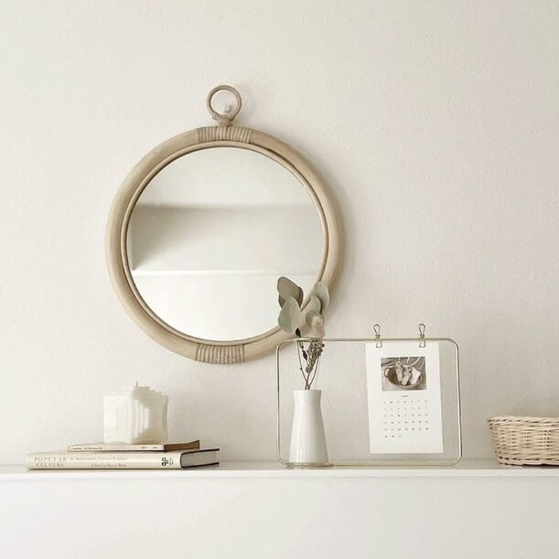 即納】#ラウンド型 ハンキング ラタン ミラー ナチュラル | 70PARK