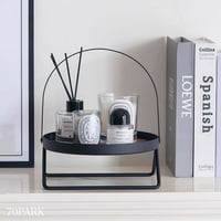 #一段 ラウンド トレイ 持ち手付き 全2色 ラック 収納
