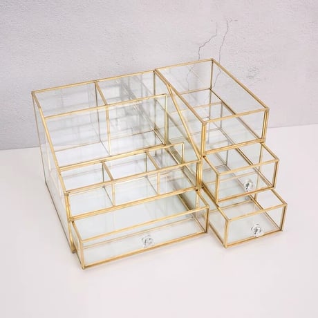 【即納】#ゴールド クリア コスメ 収納 引き出し 2点 セット