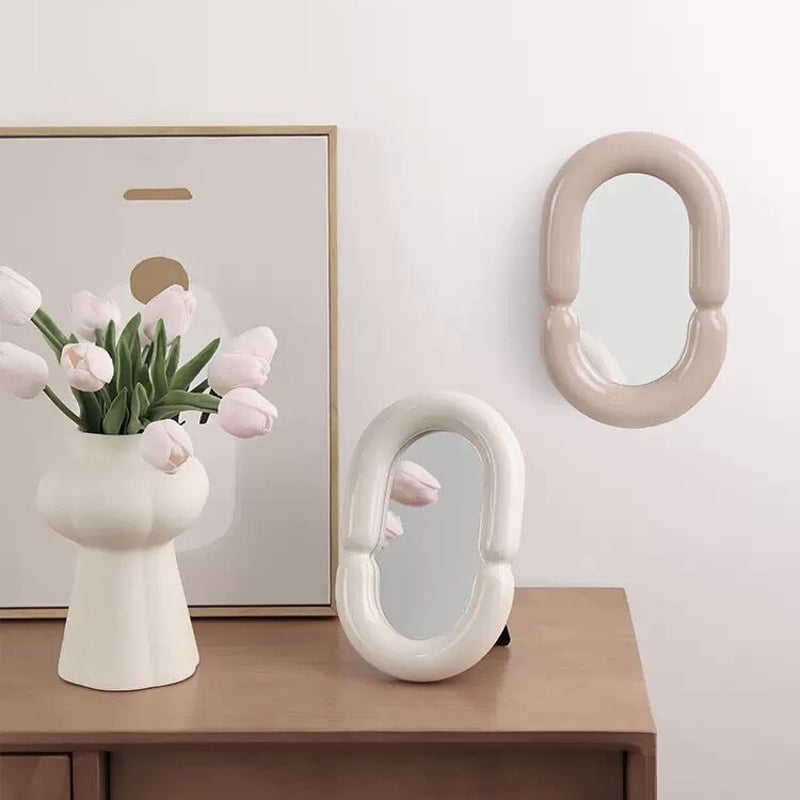 オーバル チャビー フレーム ミラー 全2色 壁掛け 卓上 | 70PARK