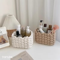 【即納】#ロープ編み 小物入れ スモール バスケット 全2色 収納