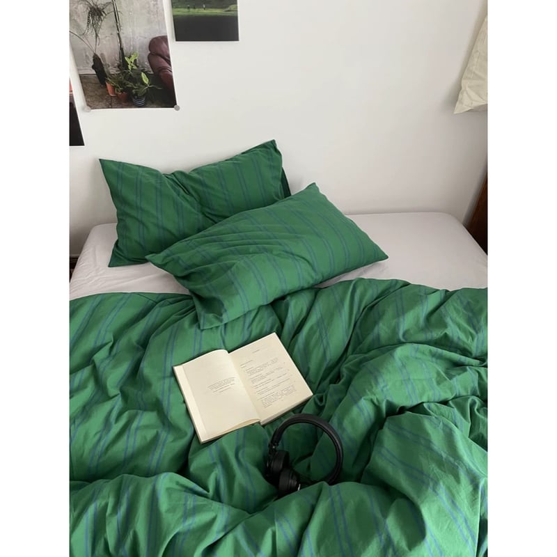 グリーン ブルー ストライプ 布団カバーセット 全2種 | 70PARK