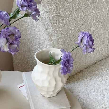 #凸凹 セラミック モノトーン フラワーベース 全2色 花瓶