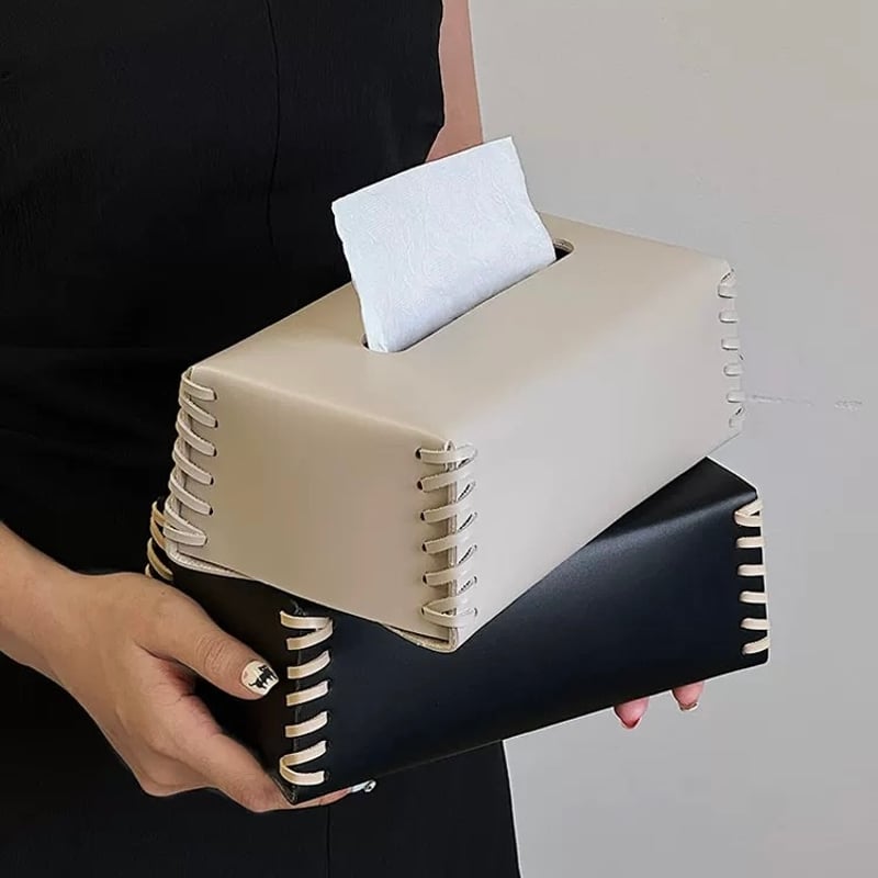 サイド ステッチ フェイクレザー ティッシュケース 全3色 | 70PARK