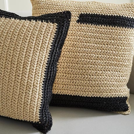 #ストロー素材 モノトーン クッションカバー 全2種 45×45