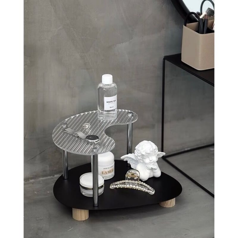 アクリル ウッド ウエーブ 二段 収納 ラック 全2色 トレイ | 70PARK