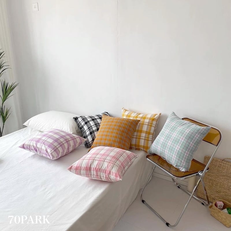 即納】#カラー チェック柄 クッションカバー 全6色 | 70PARK 即納】#カラー チェック柄 クッションカバー 全6色 | 70PARK