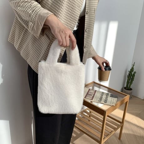 【即納】#2way フェイクファー ハンドバッグ 全4色 ショルダー